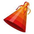 Red orange Party hat cone isolated on white background. Accessory, symbol of the holiday. Birthday cap. Royalty Free Stock Photo