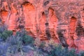 Red and Orange Sandstone Rock Formations along the Bone Wash Elephant Arch Trail in Red Cliffs National Desert Reserve in Saint Ge Royalty Free Stock Photo