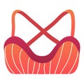 Red and orange striped women's bra, fashion lingerie vector illustration. Women's undergarment, comfortable