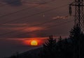 Red and orange sunrise near Ramzova village in Jeseniky mountains Royalty Free Stock Photo