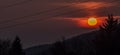 Red and orange sunrise near Ramzova village in Jeseniky mountains Royalty Free Stock Photo