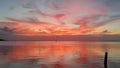 red and orange sunset view gorgeous panorama scenic with cloud sky of tropical sea beach Royalty Free Stock Photo