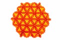 Red and orange tessellated origami
