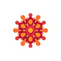 Red and orange virus flat icon. SARS-CoV-2 novel coronavirus vector illustration