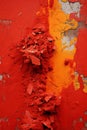 a red and orange wall with peeling paint Royalty Free Stock Photo