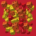 Red Orange Yellow Dice Pattern