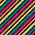 Red, Orange, Yellow and Green color strip on dark blue background. Pattern diagonal stripe seamless for graphic design, fabric, Royalty Free Stock Photo