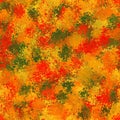 Red, orange, yellow and green colored random spots, round splashes. Abstract seamless pattern