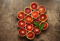 Citrus fruit pattern on stone background. Flat lay concept.