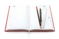 Red organizer, line and pen Royalty Free Stock Photo