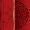 Red oriental grunge henna mandala background