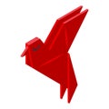 Red origami bird icon isometric vector. Paper folded Royalty Free Stock Photo