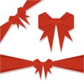 Red origami bow. Vector illustrations. EPS10