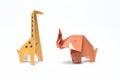 Origami Yellow Giraffe and Red Elephant