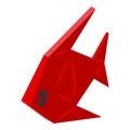 Red origami fish icon isometric vector. Paper animal