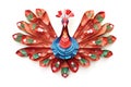 red origami peacock made of many small folded papers