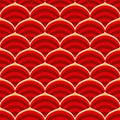 Red ornamental orient wavy seamless background. Traditional Japanese or Chinese style, pattern. Fish scales or rising suns or