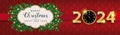 Red Ornaments Christmas Emblem 2024 Clock Green Twigs Header