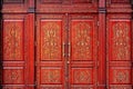 Red ornate doors in Kyiv Ukraine