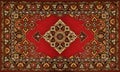 Red Ornate Traditional Carpet Texture Royalty Free Stock Photo