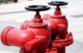 Red outdoor fire hydrants Royalty Free Stock Photo