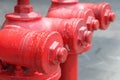 Red outdoor fire hydrants Royalty Free Stock Photo