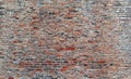 Outdoor stone wall with uneven rough bricks and textured surface