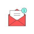 Red outline email notification icon