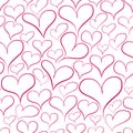 Red Outline Heart Seamless Pattern On White Background