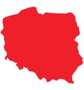 Red outline map of Poland