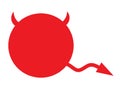 A red outline silhouette of a head with horns and a demon tail white backdrop Royalty Free Stock Photo