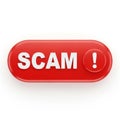 Red Oval Button with White Text SCAM and Exclamation Mark Symbol scam warning Royalty Free Stock Photo