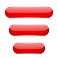 Red oval buttons. 3d glass menu icons