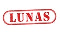 A red oval stamp with the word lunas in bold capital letters inside it Royalty Free Stock Photo