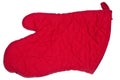 A red oven mitt