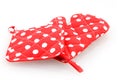 Red oven mitt and potholder