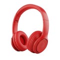 Red overear headphones with padded cushions transparent background Royalty Free Stock Photo