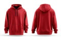 Red Oversized Hoodie Mockup Front and Back Isolated on White Royalty Free Stock Photo