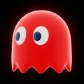 Red Pac-Man Ghost - A Nostalgic 3D Render of Inky Royalty Free Stock Photo