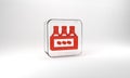 Red Pack of beer bottles icon isolated on grey background. Wooden box and beer bottles. Case crate beer box sign. Glass Royalty Free Stock Photo