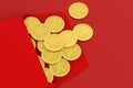 Red package with golden coin inside, red background, festive theme, 3d rendering Royalty Free Stock Photo