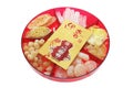 Red Packet and Chinese New Year Delicacies Royalty Free Stock Photo