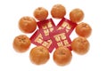 Red Packets and Mandarins Royalty Free Stock Photo