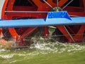 Paddle wheel detail on the river in east frisia Royalty Free Stock Photo