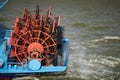 Red paddle wheel on streamship Royalty Free Stock Photo