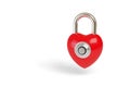 Red padlock with heart shape and combination lock isolated on white background. 3d illustration Royalty Free Stock Photo