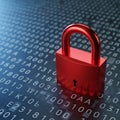 Red padlock securing digital data and information Royalty Free Stock Photo