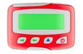 Red Pager, beeper with blank screen. Front view, 3D rendering Royalty Free Stock Photo