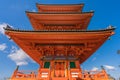 Red pagoda Beautiful architecture in Kiyomizu dera temple, Kyoto Royalty Free Stock Photo