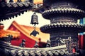 Red pagoda roof and Asian architectural details in oriental garden Royalty Free Stock Photo